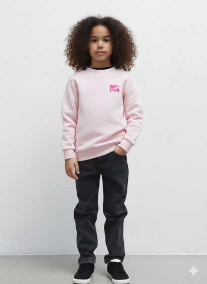soft pink, tiny typo logo front