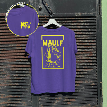 Maulf Maulwurf Bio-T-Shirt – handbedruckt, nachhaltig, kurz und gut, lila, Tiny Typo