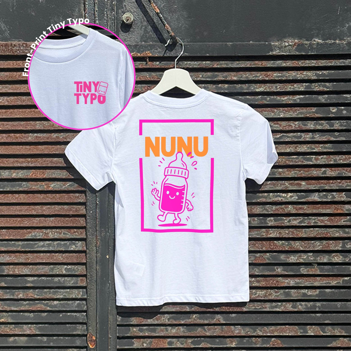 Nunu Nuckelflasche – Bio-Kinder-T-Shirt, nachhaltig & handbedruckt - weiß 
