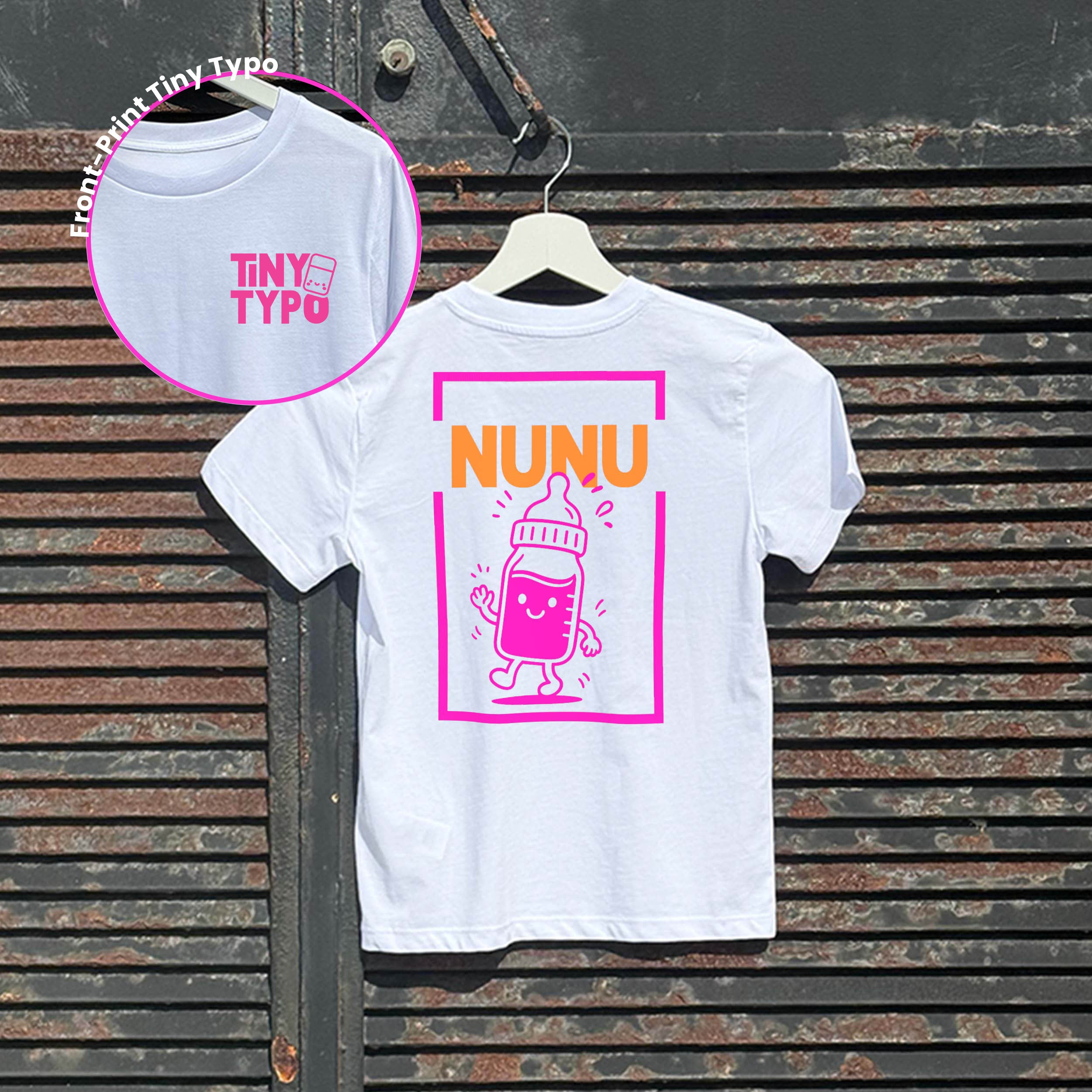 Nunu Nuckelflasche – Bio-Kinder-T-Shirt, nachhaltig & handbedruckt - weiß 
