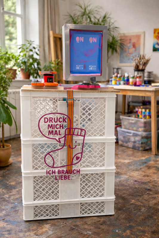 Mobiler Siebdruck-Workshop von Tiny Typo bei einem Teamevent in Hamburg