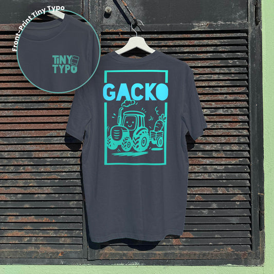 Gacko Traktor Bio-T-Shirt – handbedruckt, nachhaltig, lang und lässig, anthrazit, Tiny Typo
