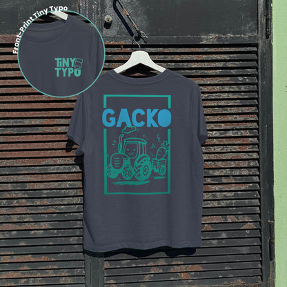 Gacko Traktor Bio-T-Shirt – handbedruckt, nachhaltig, kurz und gut, anthrazit, Tiny Typo