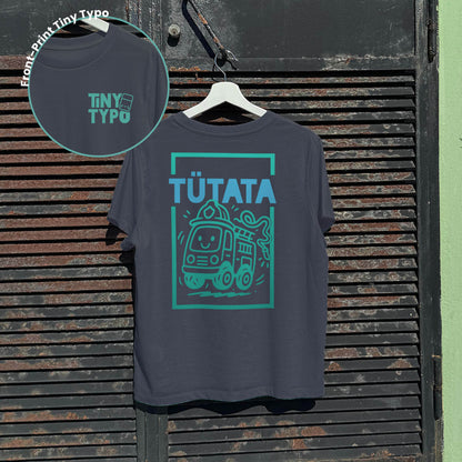 Tütata Feuerwehr Bio-T-Shirt – handbedruckt, nachhaltig, kurz und gut, anthrazit, Tiny Typo