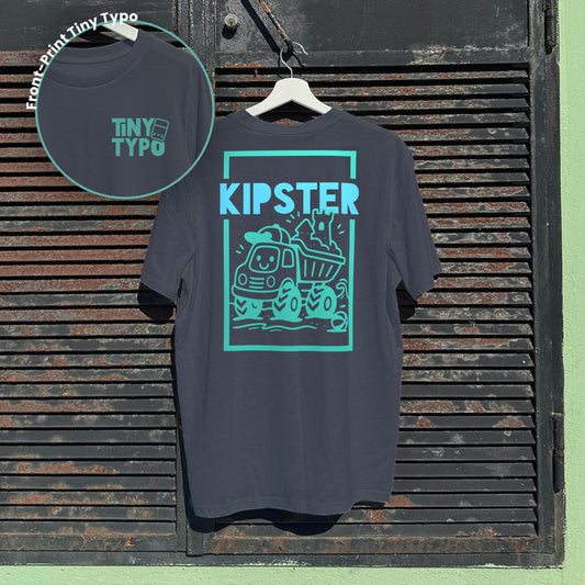 Kipster Kipplaster Bio-T-Shirt – handbedruckt, nachhaltig, lang und lässig, anthrazit, Tiny Typo
