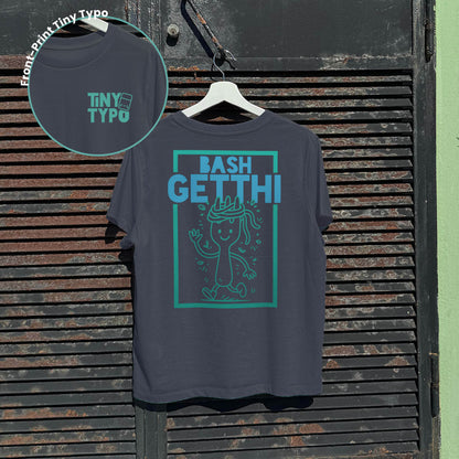 Bashgetthi Spaghetti Bio-T-Shirt – handbedruckt, nachhaltig, kurz und gut, anthrazit, Tiny Typo